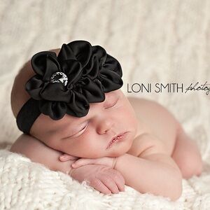 Elegant Black Floral Baby Headband